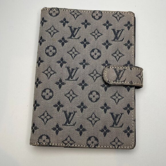Louis Vuitton Vintage Mini Lin PM Passport Agenda Cover - Navy - Preowned - Picture 1 of 11